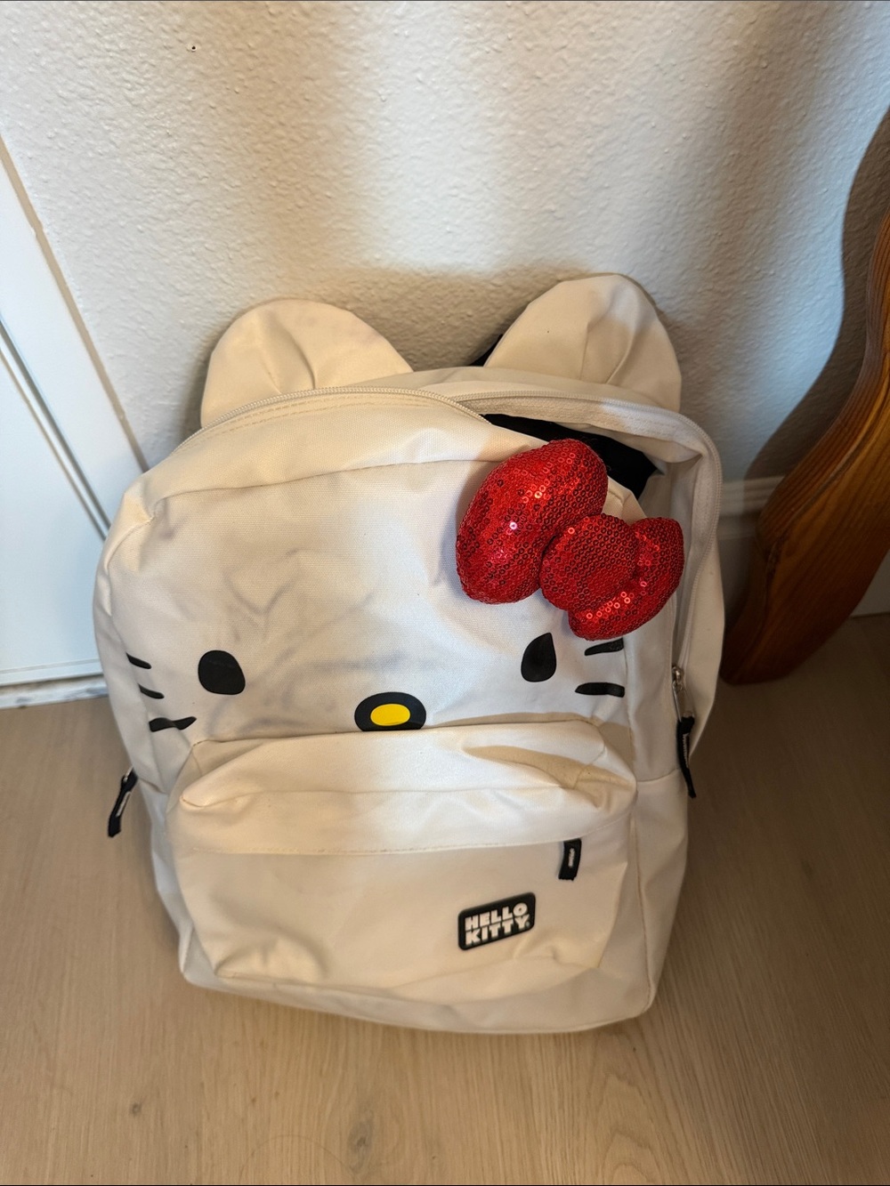 Hello Kitty Backpack with Red Sequin Bow Accent